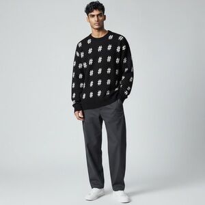 H&M Divided Men’s Hashtag Graphic Crewneck Sweater #SchittsCreek‎ Size Medium